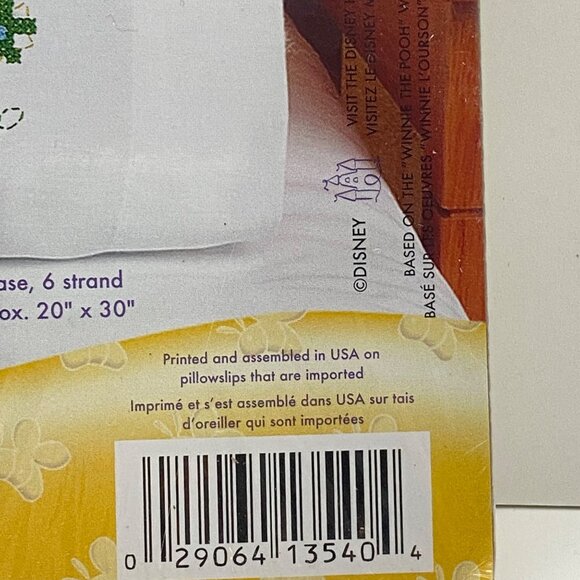 Disney Janlynn Winnie Pooh Stamped Cross Stitch Pillowcase Kit 20"x30" Floss Vtg - Picture 4 of 6